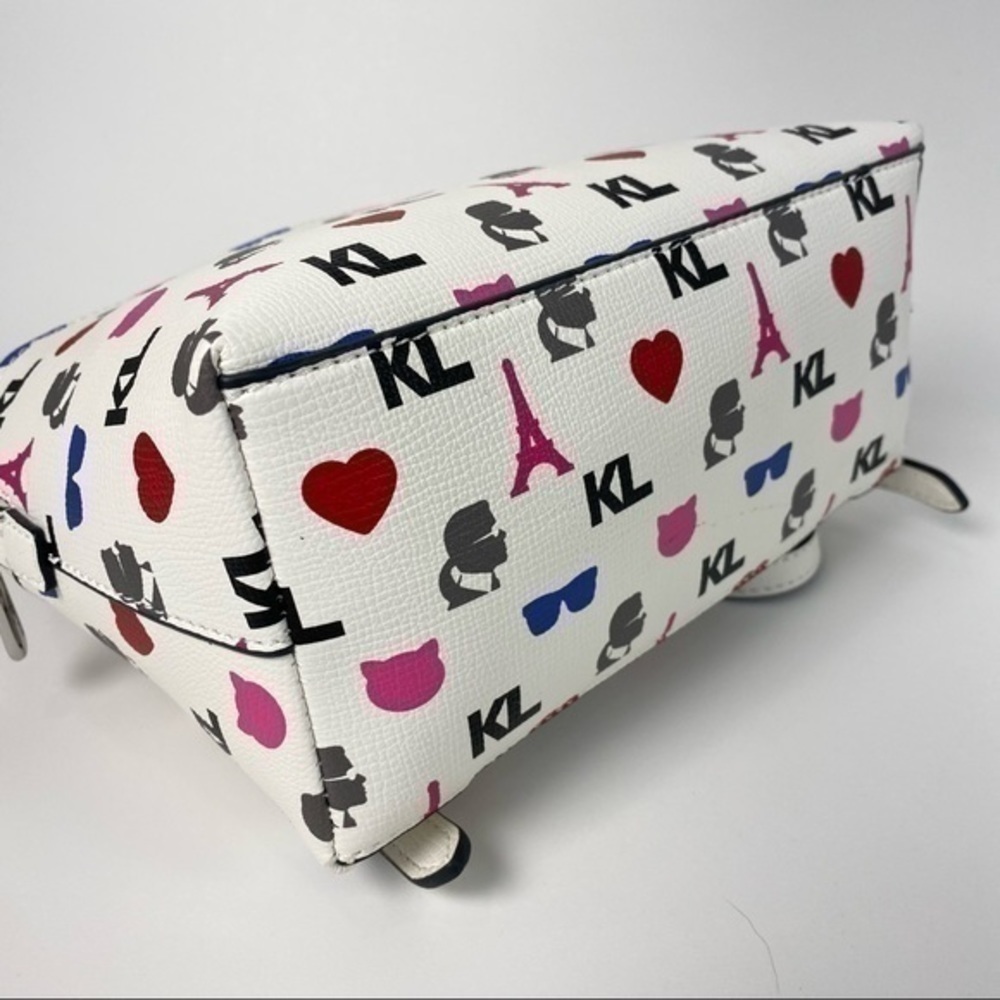 Karl Lagerfeld Backpack Bag Paris Maybelle White Signature Eiffel Tower Print - Picture 9 of 13